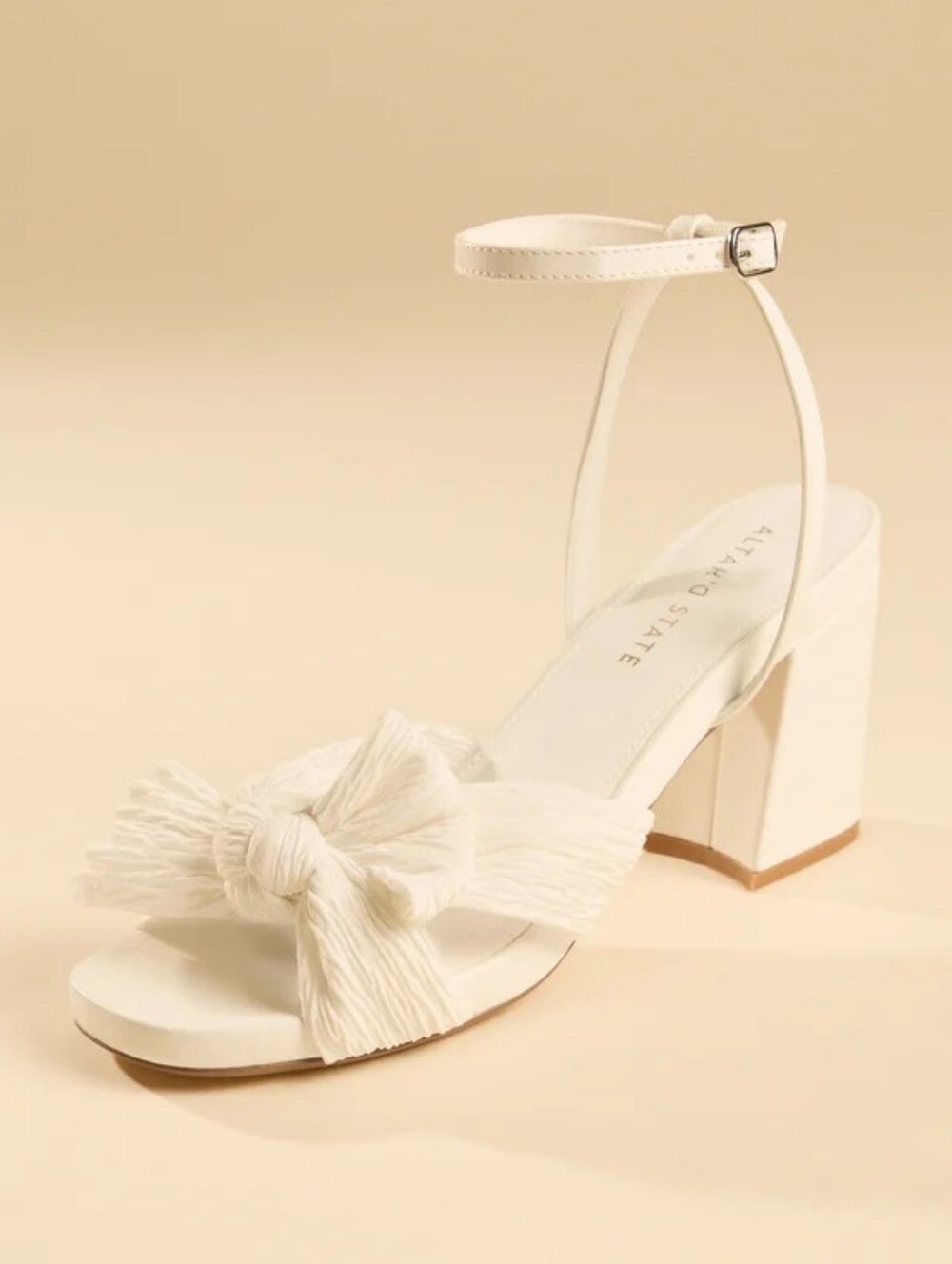 Altar'd State Maddalena Bow Ankle Strap Sandals, White Size 8